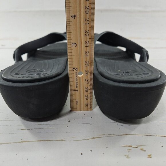 Crocs Patricia Womens Size 11‎ Black Wedge Sandal Strappy Slip On Slides - Picture 5 of 8
